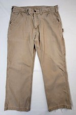 Carhartt Pantalone Carpentiere Uomo 36x30 Beige Anticato Abbigliamento da Lavoro Cargo B324-DKH