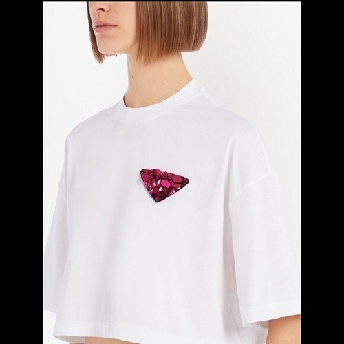 Shirt prada cropped bianca - t-shirt,