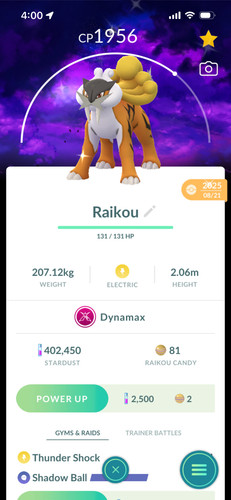 Shiny dynamax raikou - dynamax,