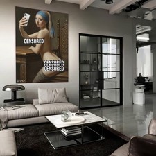 Ragazza con l'orecchino di perla XXL 120X80 cm poster artistico dipinto con certificato di autenticità - Jacob Hitt