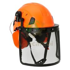 Casco forestale elmetto protettivo con visiera a rete e cuffie