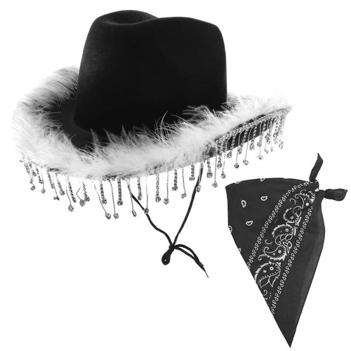 Cappello cowboy nero piuma - cowboy,