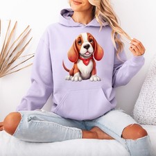 Felpa con cappuccio donna Beagle cucciolo amore animali collo cuore grafica