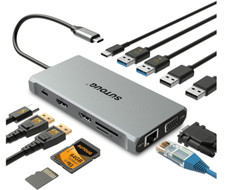 Hub USB C, Docking Station SUTOUG, Dongle adattatore USB C 12 in 1 con doppio HD