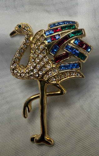 Spilla fenicottero strass con