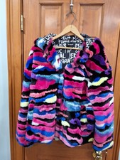 Giacca donna Desigual pelliccia sintetica colorata con cappuccio taglia 38