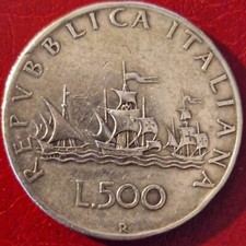 ITALIA 500 LIRE ARGENTO ANNO