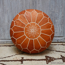 Pouf in pelle marocchina fatto a mano: ottomano Boho Home Decor (non imbottito)