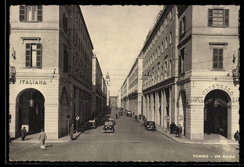 Cartolina torino via roma - cartolina, torino,