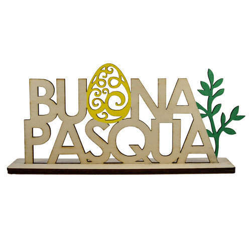 Scritta buona pasqua legno - in,