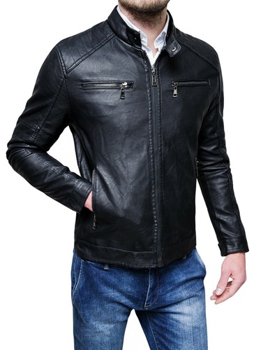Giubbotto uomo ecopelle nero - giubbotto,