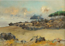 Dipinto tecnica mista cm 50 x 70 Giuseppe Casciaro "Ischia Castello A ragonese "