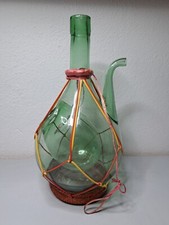 Fiasco in vetro soffiato rivestito con portaghiaccio vintage anni 60