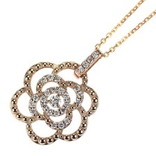 Collana con ciondolo fiore e diamanti K18PG 0,18 ct - Spedizione gratuita...