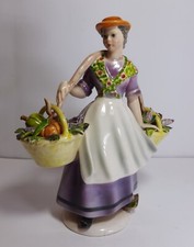 Statua Ceramica Donna con Cesti '900 cm 23 Stile Tosin Trevir Sebellin Epi Lenci