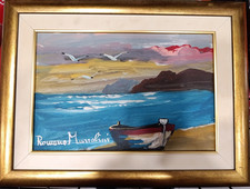 Opera Dell'artista Romano Mussolini Dipinto: Marina 20x30 Olio Su Tela