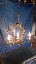 Lampadario Anni 50 Bronzo Putti Angeli 4 Luci Revisionato Vintage Modernariato 