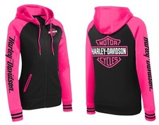 Felpa con cappuccio zip rosa fluo nera Harley Davidson biker mamma moglie regalo zip felpa