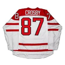 Maglia Hockey Crosby #87 Team Canada Personalizzata Nome Cucita Bianco/Verde Giovani/Uomini