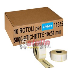 10 x ROTOLI ETICHETTE ADESIVE DYMO 11355 19x51 mm STAMPANTE LABELWRITER 400 450