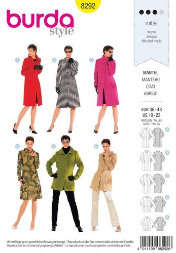 Burda 8292 cartamodello per - 8292,