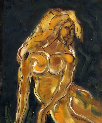 Marjorie olio su carta - olio,