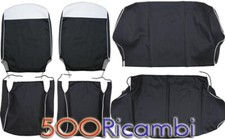 FIAT 500 F KIT TAPPEZZERIA COPRI SEDILI COMPLETO NERO CON LUNETTA BIANCA 