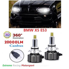 BMW X5 E53 LAMPADE LED H7 12V 20KLM Modello 360° BIANCO 6000°K LENTICOLARI