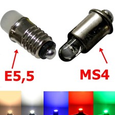 LED MS4 E5,5 Lampada Modellino Ferrovia Pera Tt H0 Bianco Caldo Rosso