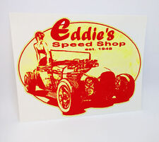 DECALCOMANIA stile vintage Eddie's Speed Shop, adesivo vinile, corsa, hot rod, rat rod