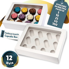 Scatole per cupcake 12 fori con finestra trasparente e inserti in confezione da 5, 10, 25, 50, 100