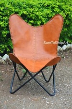 Sedia Realaxing pelle farfalla vintage fatta a mano originale nuova con supporto