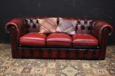 Divano Sofa / 3 posti originale Chesterfield / Chester / pelle bordeaux / rosso