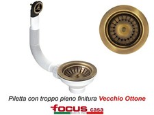 Piletta pilettone lavello cucina Vecchio Ottone con troppo pieno