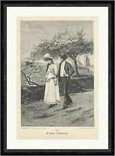 Vacanze di Pasqua A. Weisz passeggiata coppia strada alberi costume abito facsimile_A 2418