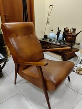 Poltrona pelle legno - poltrona, e