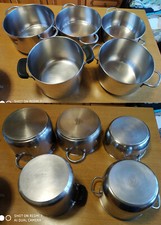 LOTTO DI 5 PENTOLE DI SECONDA MANO IN ACCIAIO INOX   18/10 DI CUI 3 LAGOSTINA