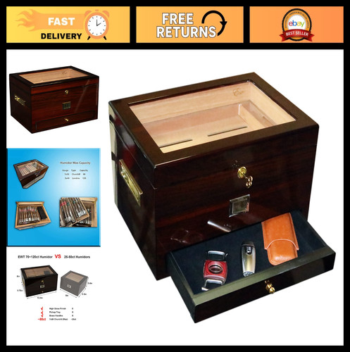 High gloss cigar humidor - high, 100ct