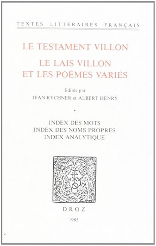 Testament villon le - villon, lais