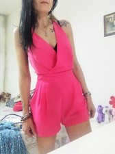 Tutina Intera Playsuit Donna Pesca Fucsia LOVE  S incrocio Scollata