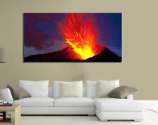 QUADRI MODERNI TELA ARTE PAESAGGIO 100X50 NATURA VULCANO ERUZIONE LAVA VESUVIO
