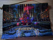 Quadro in stoffa a tema New York / Natalizio illuminato