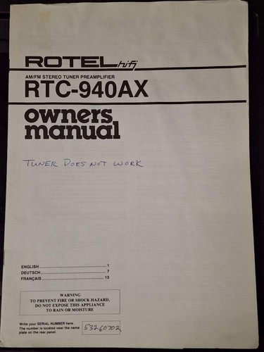 Rotel rtc 940ax - rotel, rtc-940ax
