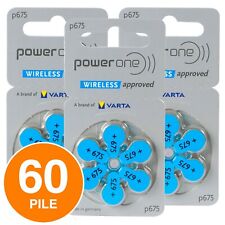 60 Batterie PILE POWERONE 675 per Apparecchi Acustici PROTESI udito PR44 p675