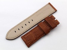 Officine Panerai Cinturino Vero Alligatore Marrone Gold 24/22mm Fatto a mano Top