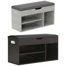 HOMCOM Mobile Scarpiera Salvaspazio Panca Contenitore e Vani Aperti