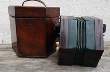 Fisarmonica vintage G JONES antica Concertina INGHILTERRA con CASE necessita di lavoro