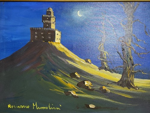 Quadro olio con castello - a,
