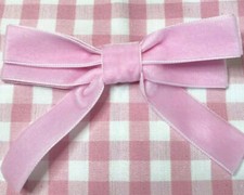 PINK VELVET DOUBLE BOW HAIR CLIP 5’’ SWEET GOTH LOLITA BALLET BALLERINA PARTY