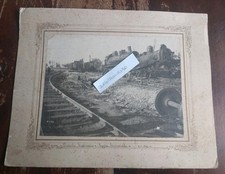 FOTOGRAFIA 1910 DISASTRO FERROVIARIO FOGGIA INCORONATA BINARI TRENO VAGONI MERCI
